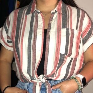 multi color striped tied shirt